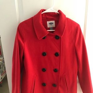 Vibrant red classic peacoat